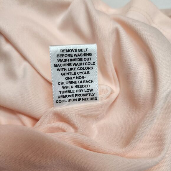 Elle Dress Womens Small Coral Pink Fit & Flare Sleeveless Dotted Belted (A24) - Picture 6 of 9